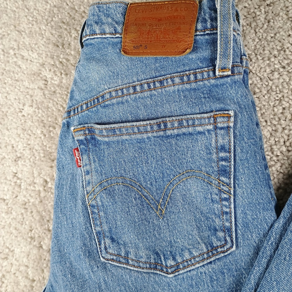 Levis 501 Skinny Jeans Womens 27 Big E Made in USA High Rise EUC - Picture 5 of 16